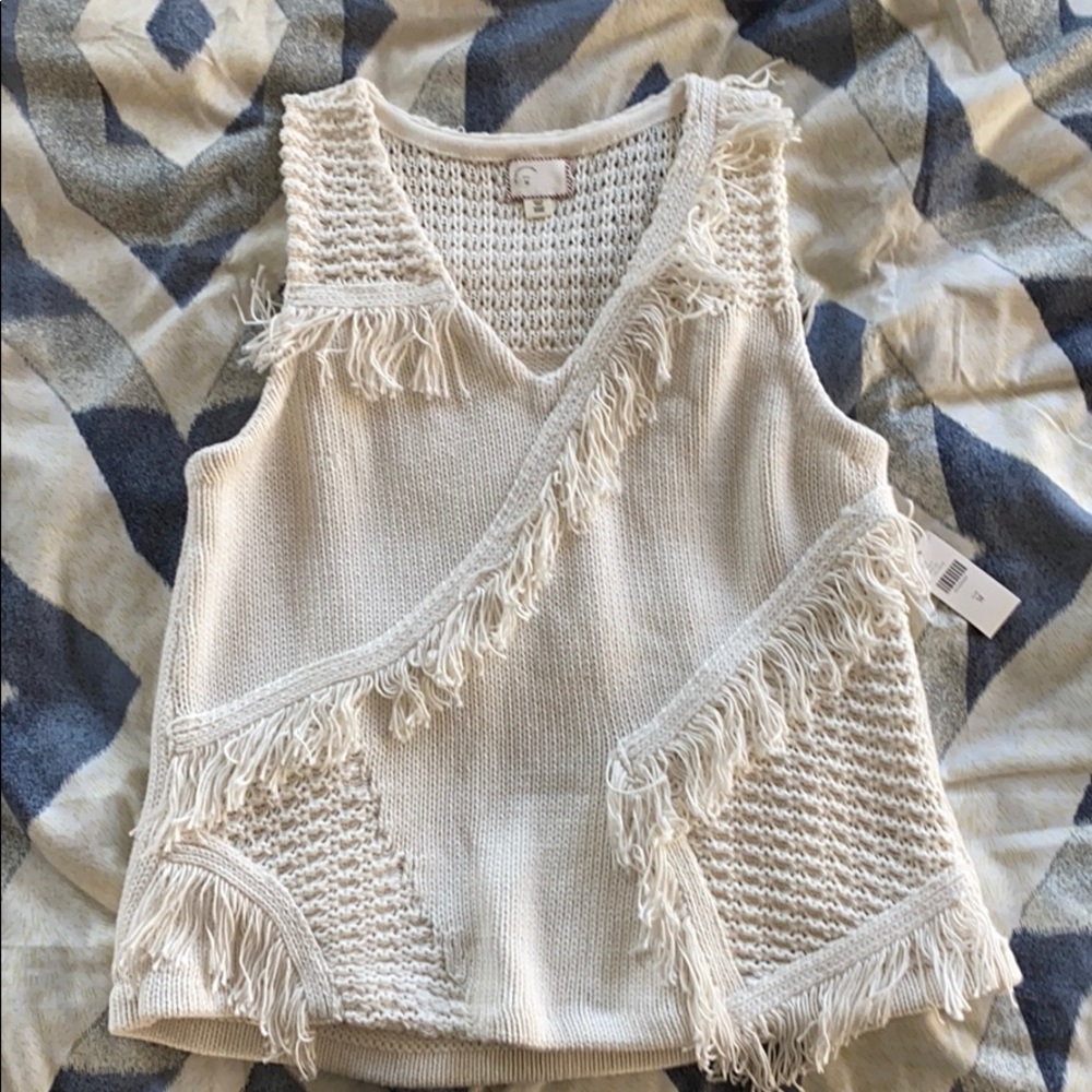 Anthropologie Postcard cream sleeveless sweater